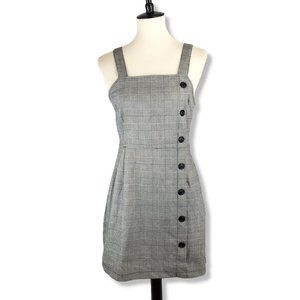 Mixed Threads Grey Plaid Tartan Y2K Asymmetrical Button-up Mini-Dress Large
